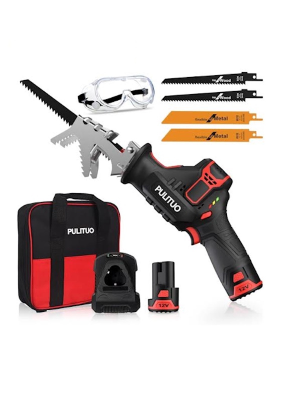 Cordless Reciprocating Saw, Speed 3000SPM with Clamping Jaw, 2000 mAh Battery